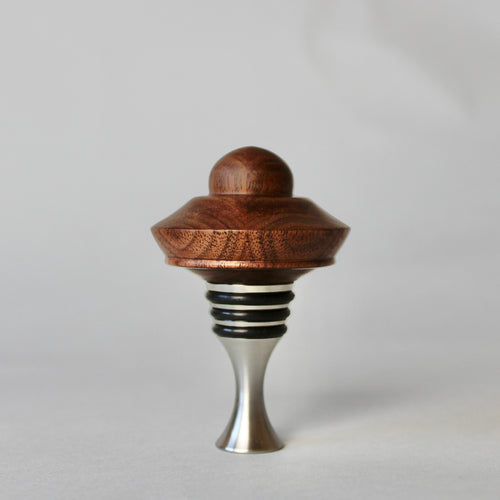 Walnut UFO Bottle Stopper