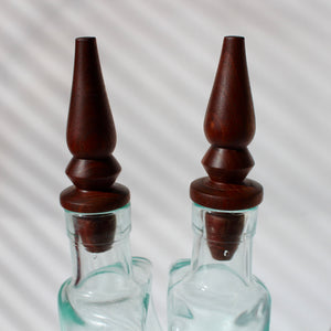 Walnut Lidded Italian Glass Bottles