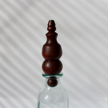 Load image into Gallery viewer, Walnut Lidded Glass Bottle