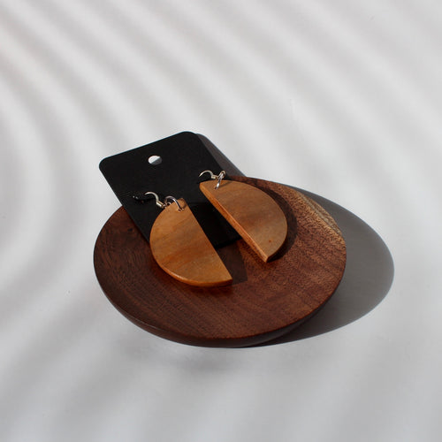 Maple Half Moon Tenon Earrings